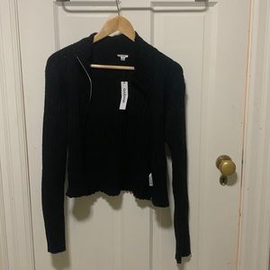 GARAGE knit black zip up sweater